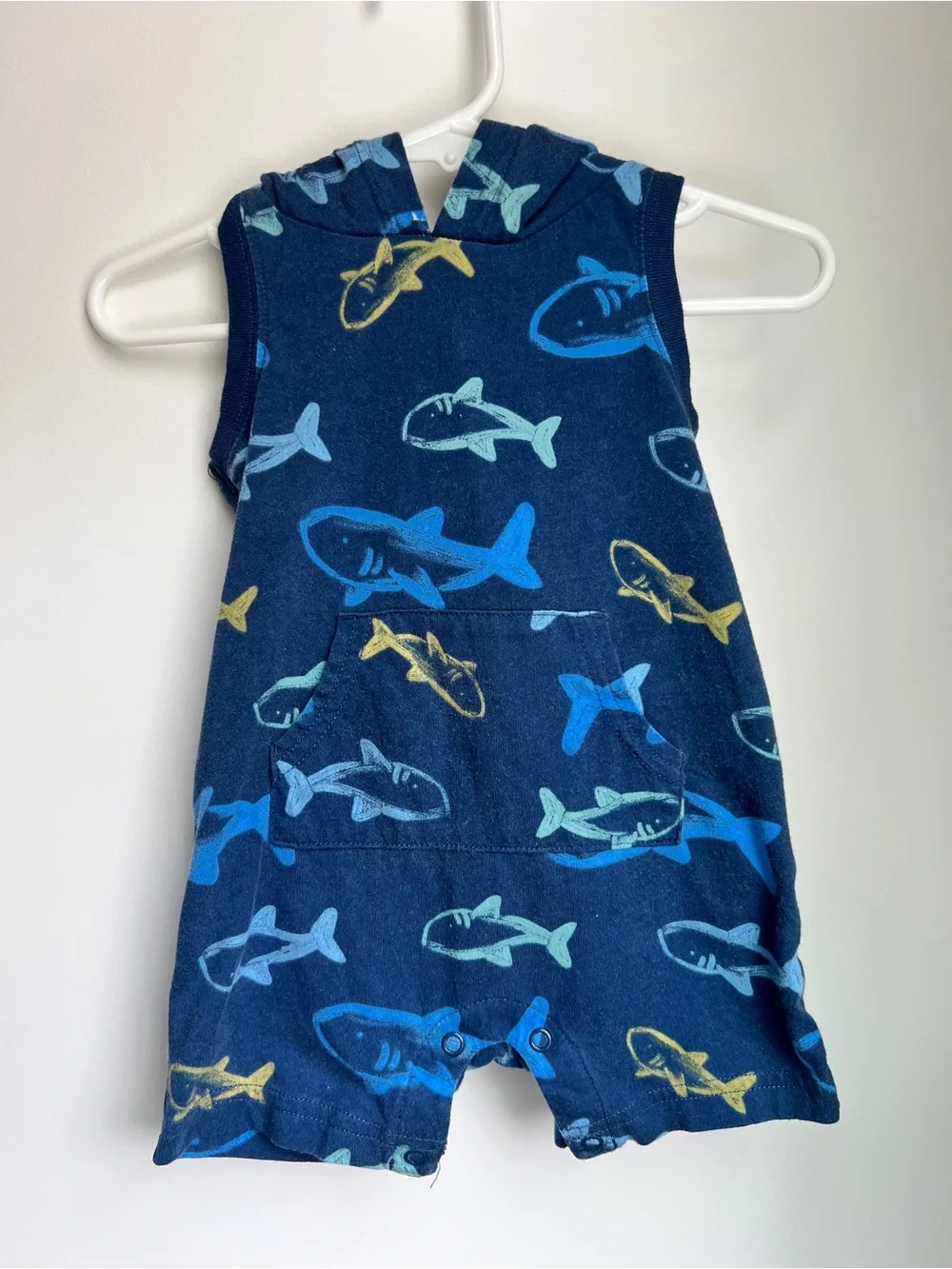 Carter’s Shark Hooded Romper | 6 Months Sleeveless Summer One Piece
